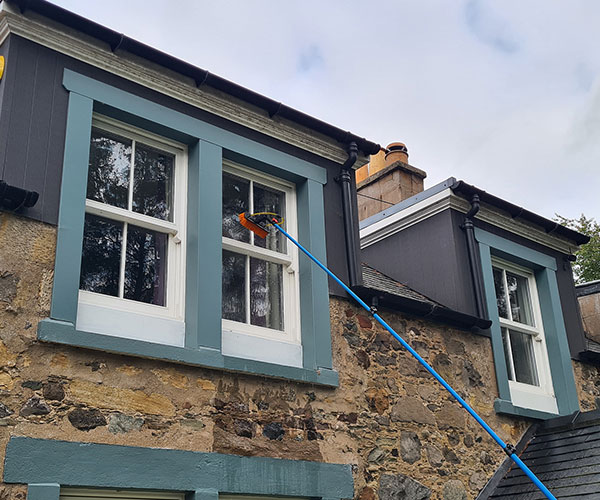 Pure water pole window cleaning on a Perthshire stone cottage